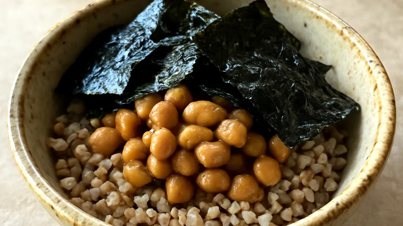 Buchweizen-Nori-Schalen mit fermentierten Kichererbsen"