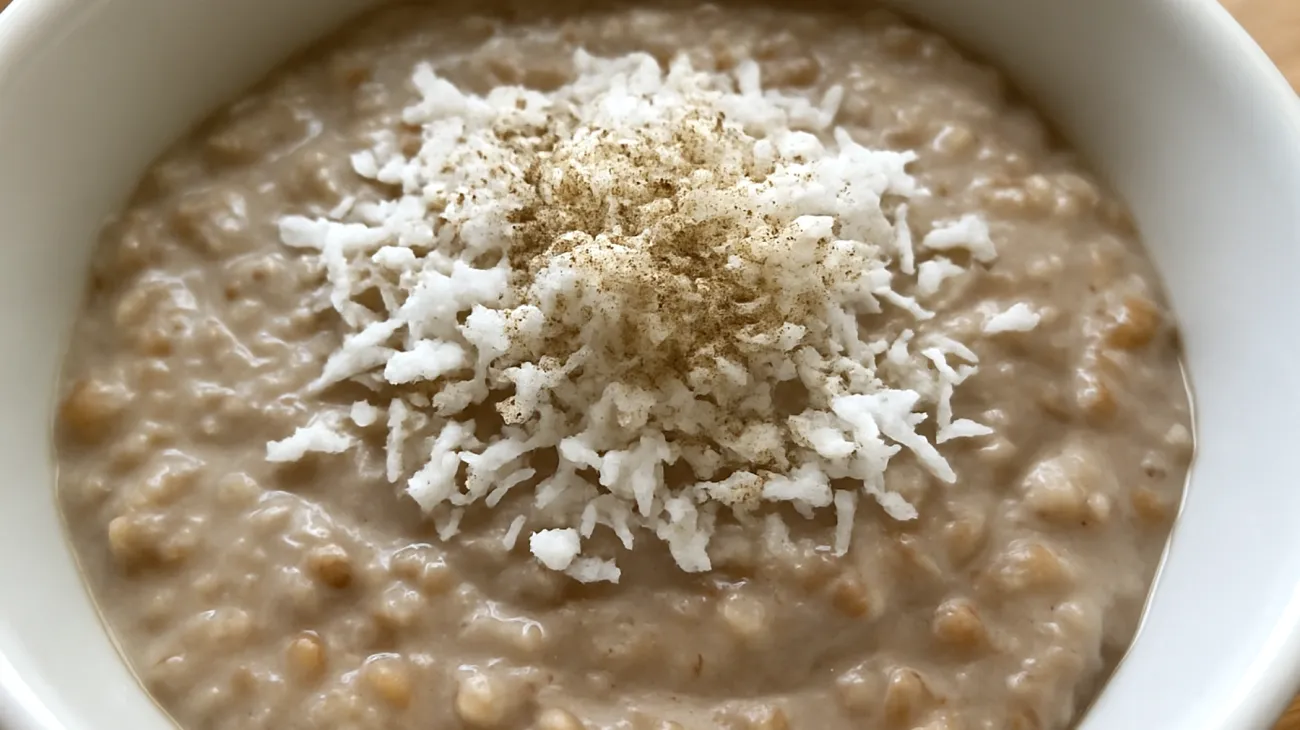 Buchweizen-Porridge mit fermentierten Kokosflocken und Kardamom"