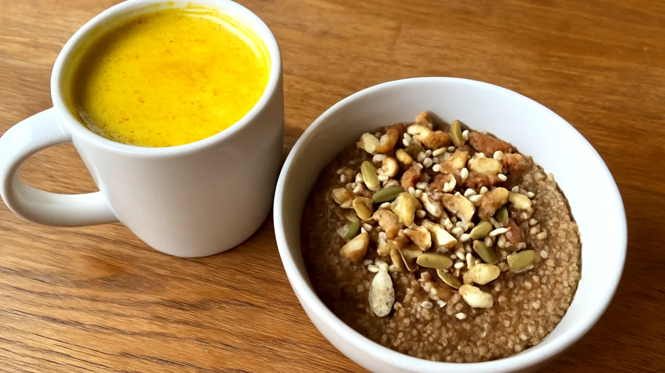 Goldene Milch mit Buchweizen-Amaranth-Porridge"