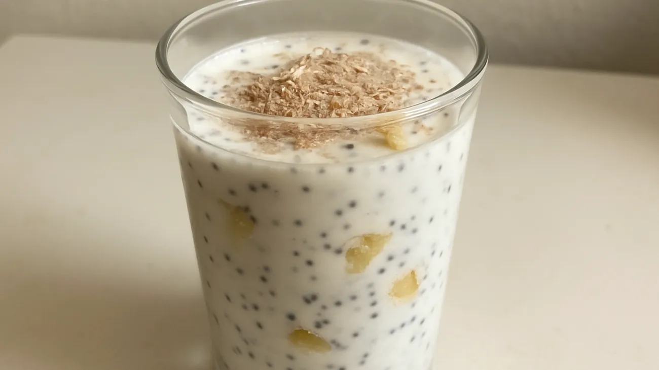 Kefir-Flohsamen-Smoothie mit fermentiertem Ingwer"