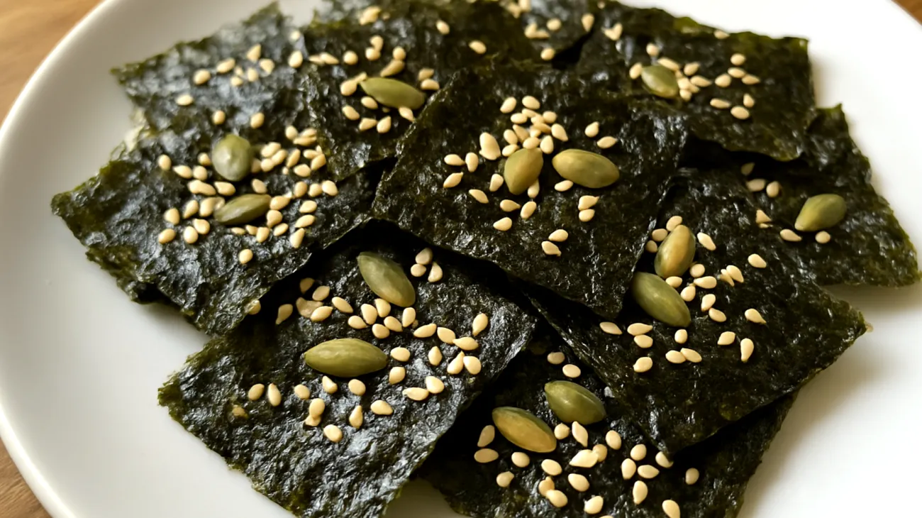 Nori-Algen-Chips mit Sesam und Kürbiskernen"